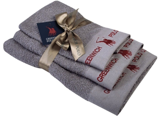 Πετσέτες 2667 (Σετ 3τμχ) Grey Greenwich Polo Club Σετ Πετσέτες 70x140cm 100% Βαμβάκι