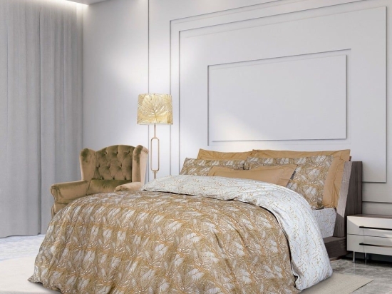 Σεντόνια 2121 (Σετ 4τμχ) Gold-White Greenwich Polo Club Υπέρδιπλο 240x260cm 100% Βαμβάκι