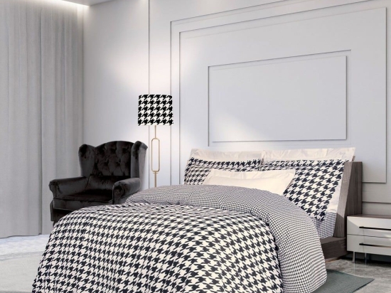Σεντόνια 2124 (Σετ 4τμχ) Ecru-Black Greenwich Polo Club Υπέρδιπλο 240x260cm 100% Βαμβακοσατέν