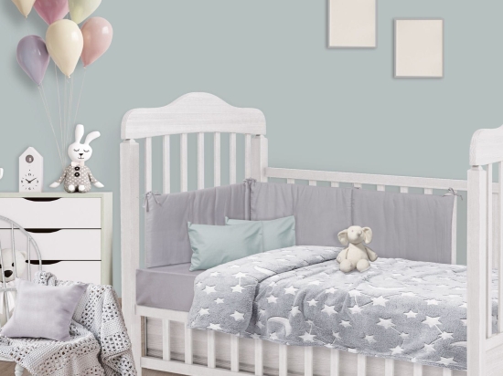 Κουβέρτα Βρεφική 4835 Glowing Fleece Grey Das Baby Αγκαλιάς 80x110cm 100% Βαμβάκι