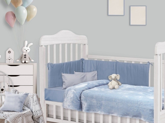 Κουβέρτα Βρεφική Velour 0483 Light Blue Das Baby Κούνιας 110x150cm Πολυέστερ