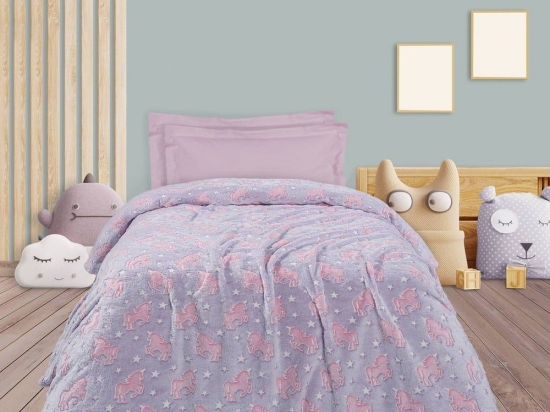 Κουβέρτα Παιδική 4833 Glowing Fleece Lila Das Kids Μονό 160x220cm Πολυέστερ