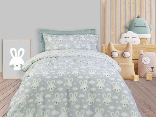 Παπλωματοθήκη Παιδική 4823 (Σετ 2τμχ) Grey-Green Das Kids Μονό 160x240cm 100% Βαμβάκι