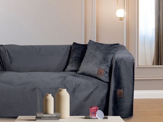 Ριχτάρι 2798 Anthracite Greenwich Polo Club Τριθέσιο 180x300cm 100% Microvelour