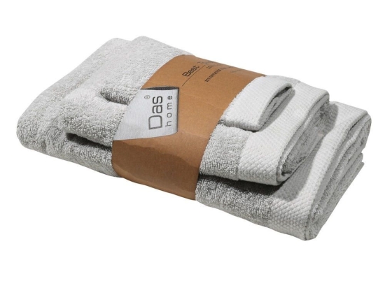 Πετσέτες Best 0657 (Σετ 3τμχ) Light Grey Das Home Σετ Πετσέτες 70x140cm 100% Βαμβάκι
