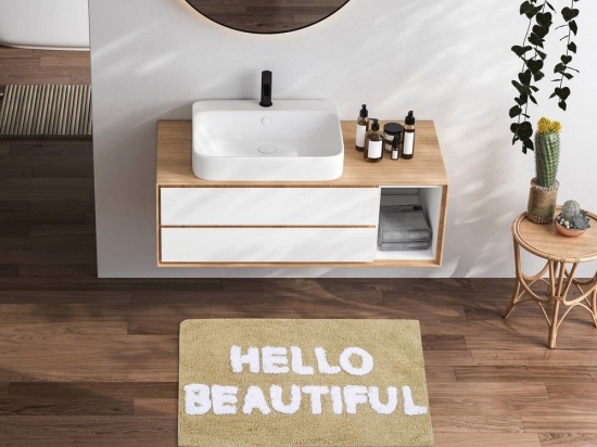 Ταπέτο Μπάνιου 0675 Beige-White Das Home 50X80cm 50x80cm 100% Βαμβάκι