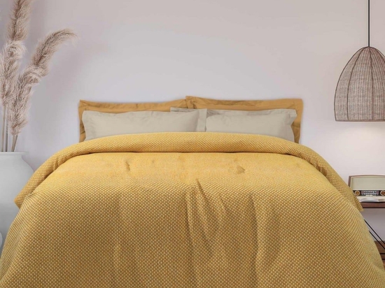 Κουβέρτα Πικέ 1206 Ocher-Beige Das Home Υπέρδιπλο 220x240cm 100% Βαμβάκι