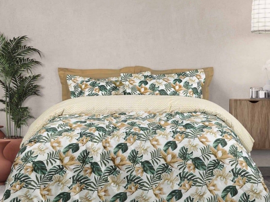 Σεντόνια Best 4848 (Σετ 4τμχ) Beige-Green Das Home Υπέρδιπλο 230x260cm 100% Βαμβάκι