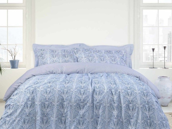 Σεντόνια Casual 5404 Με Λάστιχο (Σετ 4τμχ) Ciel-Ecru Das Home Υπέρδιπλο 170x235cm Βαμβάκι-Πολυέστερ