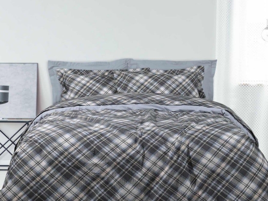 Σεντόνια Happy 9595 (Σετ 3τμχ) Grey-Ciel Das Home Μονό 170x260cm 100% Βαμβάκι
