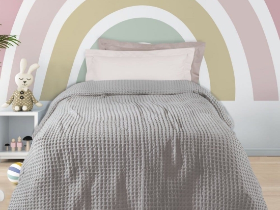 Κουβέρτα Παιδική Πικέ 1202 Grey Das Home Μονό 160x220cm 100% Βαμβάκι
