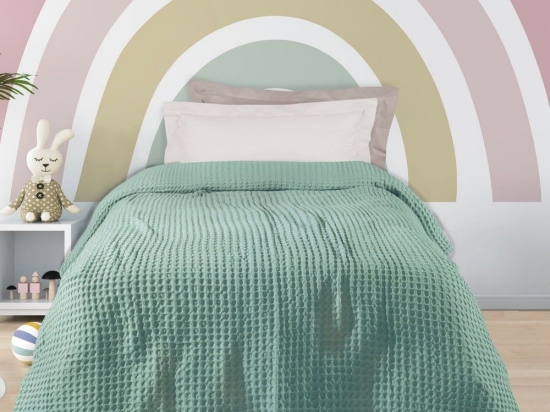 Κουβέρτα Παιδική Πικέ 1204 Mint Das Home Μονό 160x220cm 100% Βαμβάκι