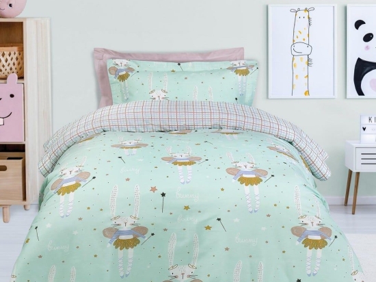 Παπλωματοθήκη Παιδική 4841 (Σετ 2τμχ) Mint-Lila Das Home Μονό 160x240cm Βαμβάκι-Πολυέστερ