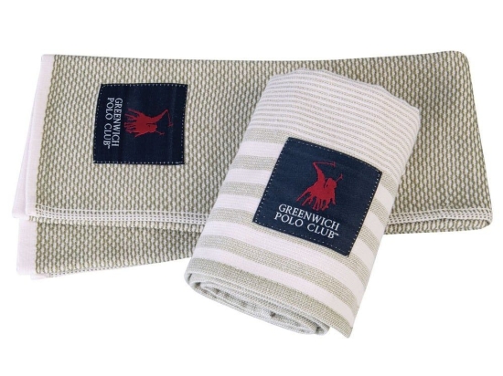 Πετσέτες Κουζίνας 2707 (Σετ 2τμχ) Green-White Greenwich Polo Club 40x60cm 100% Βαμβάκι