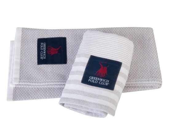 Πετσέτες Κουζίνας 2710 (Σετ 2τμχ) Grey-White Greenwich Polo Club 40x60cm 100% Βαμβάκι