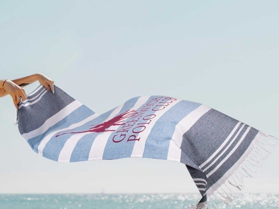 Πετσέτα Θαλάσσης - Παρεό 3843 Pink-Grey Greenwich Polo Club Θαλάσσης 80x170cm 100% Βαμβάκι