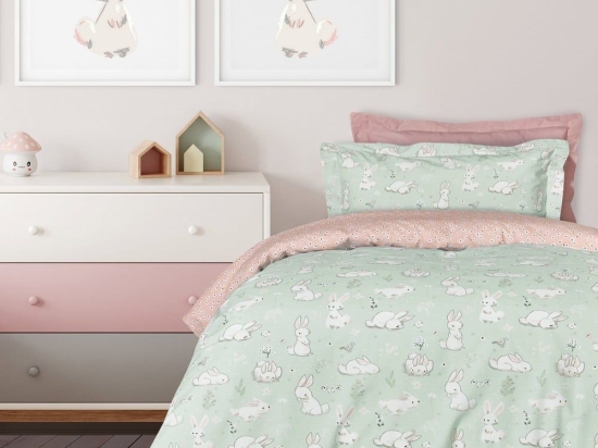 Παπλωματοθήκη Παιδική 4867 (Σετ 2τμχ) Mint-Somon-Grey Das Home Μονό 160x240cm Βαμβάκι-Πολυέστερ