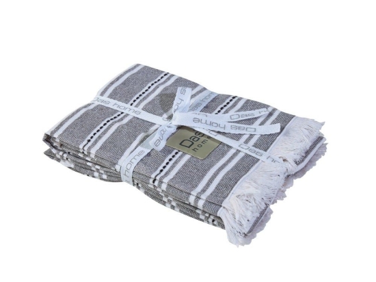 Ποτηρόπανα 0710 (Σετ 2τμχ) Grey-White Das Home 100% Βαμβάκι