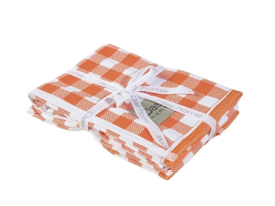 Ποτηρόπανα 0711 (Σετ 2τμχ) Orange-White Das Home 100% Βαμβάκι