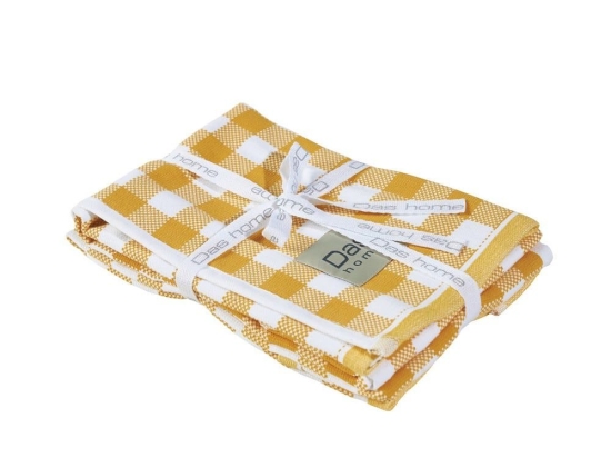 Ποτηρόπανα 0712 (Σετ 2τμχ) Ocher-White Das Home 100% Βαμβάκι