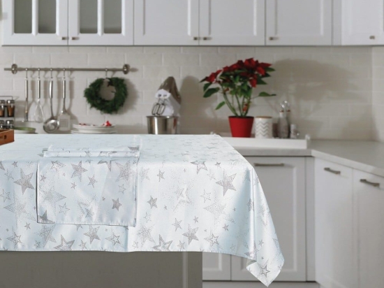 Τραπεζομάντηλο Christmas 0719 Ivory-Silver Das Home 140X180