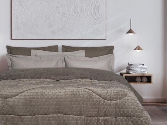 Κουβερτοπάπλωμα 1170 Sherpa Light Brown Das Home Υπέρδιπλο 220x240cm Πολυέστερ