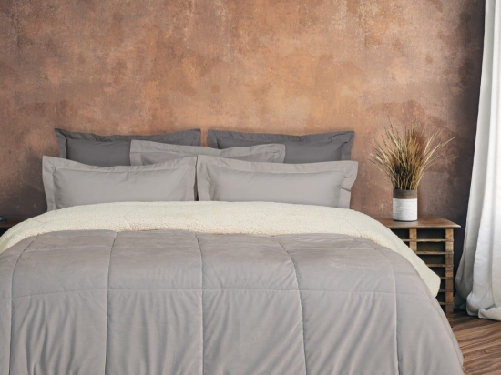 Κουβερτοπάπλωμα 1174 Sherpa Grey Das Home Υπέρδιπλο 220x240cm Πολυέστερ
