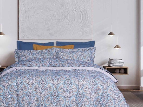 Παπλωματοθήκη 9611 Happy (Σετ 3τμχ) Ocher-Blue-Red Das Home Υπέρδιπλο 220x240cm 100% Βαμβάκι