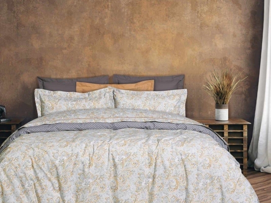 Παπλωματοθήκη 9612 Happy (Σετ 3τμχ) Grey-Ocher Das Home Υπέρδιπλο 220x240cm 100% Βαμβάκι
