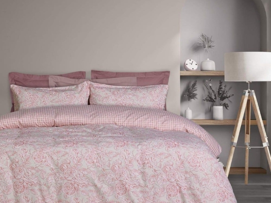 Παπλωματοθήκη 9615 Happy Flannel (Σετ 2τμχ) Pink-Creame Das Home Μονό 160x240cm 100% Βαμβακερή Φανέλα