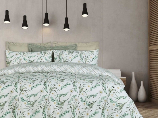 Σεντόνια 9618 Happy Flannel (Σετ 4τμχ) Ivory-Green Das Home Υπέρδιπλο 240x260cm 100% Βαμβακερή Φανέλα