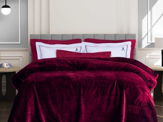 Κουβέρτα 3438 Velour Bordo Greenwich Polo Club Μονό 160x240cm Acrylic