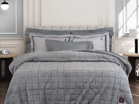 Κουβερτοπάπλωμα 3452 Faux Fur-Flannel Grey Greenwich Polo Club Υπέρδιπλo 220x240cm Polyester