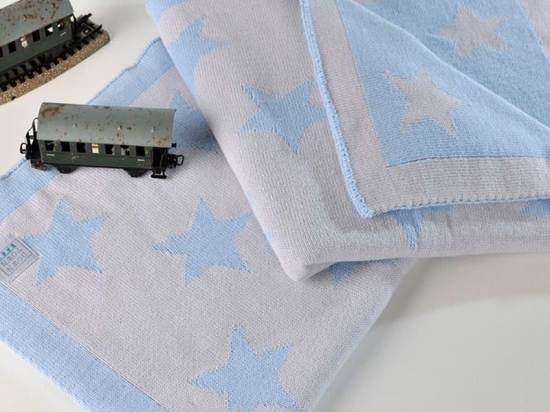 Κουβέρτα Βρεφική Star 254 Grey-Blue Down Town Κούνιας 90x120cm 100% Βαμβάκι