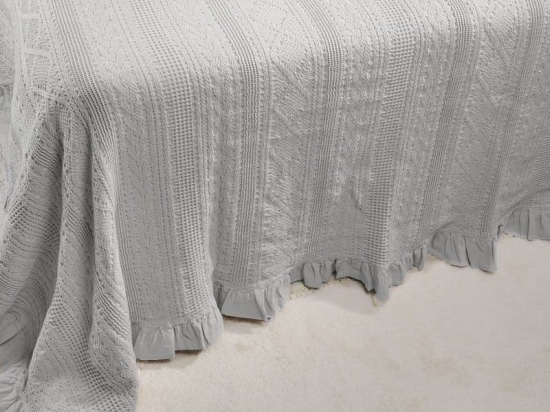 Κουβέρτα Με Βολάν ΣΧ.454 Grey Down Town Υπέρδιπλo 230x260cm 100% Βαμβάκι