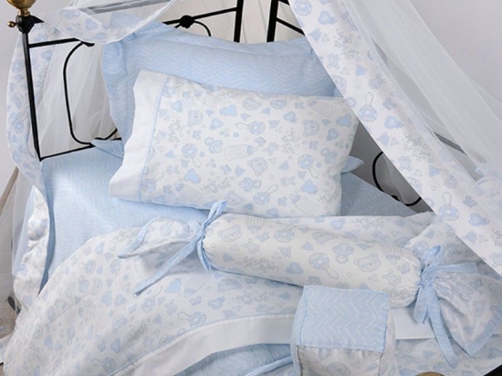 Πάπλωμα Βρεφικό ΣΧ.673 White-Blue Down Town 95x145cm 100% Βαμβακοσατέν