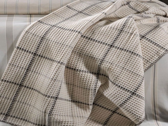 Κουβέρτα Waffle Ecru Down Town Μονό 170x240cm Βαμβάκι-Πολυέστερ