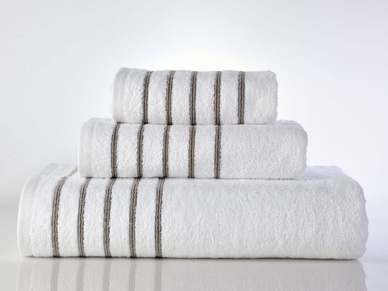 Πετσέτα Border Stripes Beige Down Town Προσώπου 50x100cm Bamboo, Βαμβάκι