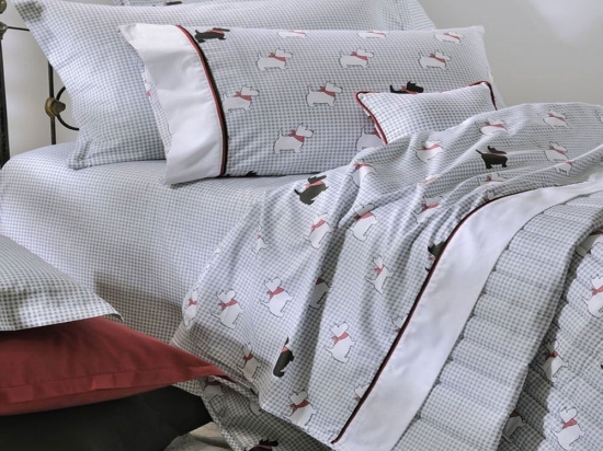Σεντόνια 767 Σετ 4τμχ Grey-Red Down Town Υπέρδιπλo 100% Βαμβακοσατέν