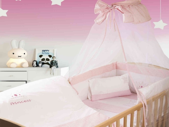 Πάντα Βρεφική Princess 33 Λευκό-Ροζ DimCol 40x192cm 100% Βαμβάκι