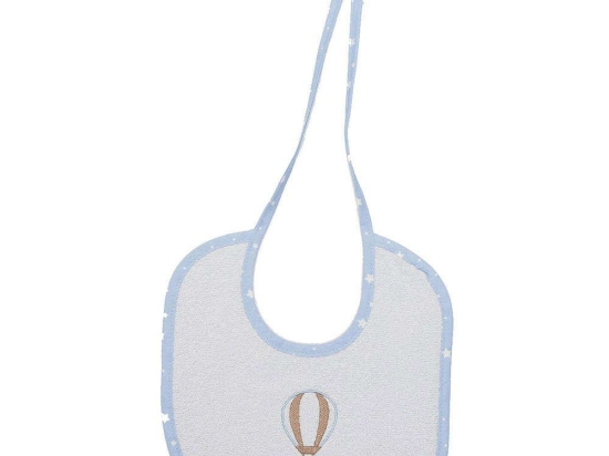 Σαλιάρα Βρεφική Αερόστατο 02 Σιέλ DimCol 19x24cm 100% Βαμβάκι