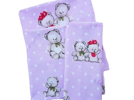 Πάνα Βρεφική Χασές Two Lovely Bears 65 Lila DimCol 80x80cm 100% Βαμβάκι