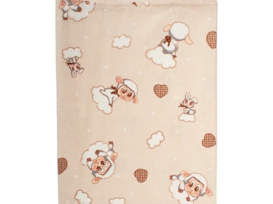Πάπλωμα Βρεφικό Φανελένια Προβατάκι 07 Beige DimCol 120x160cm 100% Βαμβακερή Φανέλα