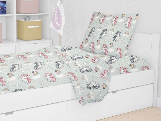 Πάπλωμα Βρεφικό Εμπριμέ Unicorn 106 Green DimCol 120x160cm 100% Βαμβάκι