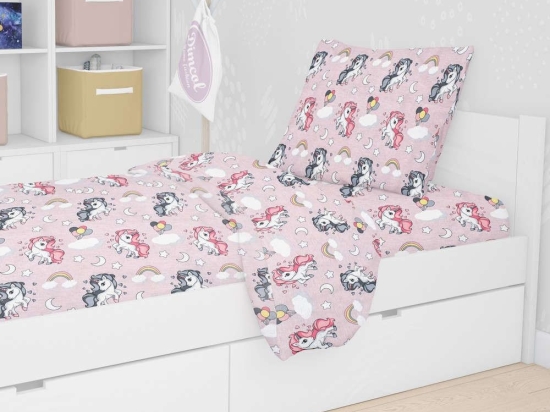 Πάπλωμα Βρεφικό Εμπριμέ Unicorn 107 Lila DimCol 120x160cm 100% Βαμβάκι