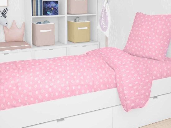Παπλωματοθήκη Παιδική Εμπριμέ Princess 47 Pink DimCol Μονό 160x240cm 100% Βαμβάκι