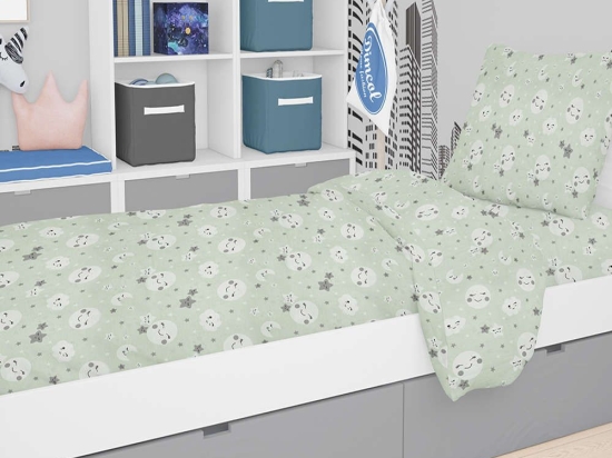 Σεντόνι Βρεφικό Με Λάστιχο Smile 80 Green DimCol Λίκνου 70x140cm 100% Βαμβάκι