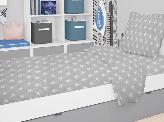 Σεντόνι Βρεφικό Με Λάστιχο Star 35 Grey DimCol Λίκνου 70x140cm 100% Βαμβάκι