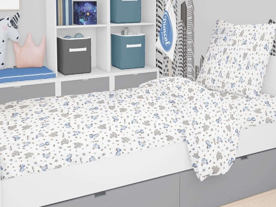 Παπλωματοθήκη Παιδική Elephant 174 Blue DimCol Μονό 160x240cm 100% Βαμβάκι