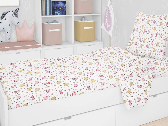 Σεντόνι Παιδικό Σετ 2Τμχ Elephant 172 Pink DimCol Μονό 160x240cm 100% Βαμβάκι